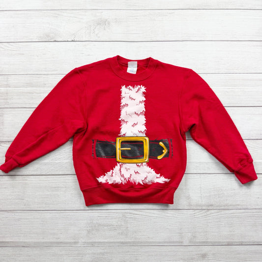 Port & Company Youth Crewneck Sweatshirt Santa Christmas Graphic Fleece S