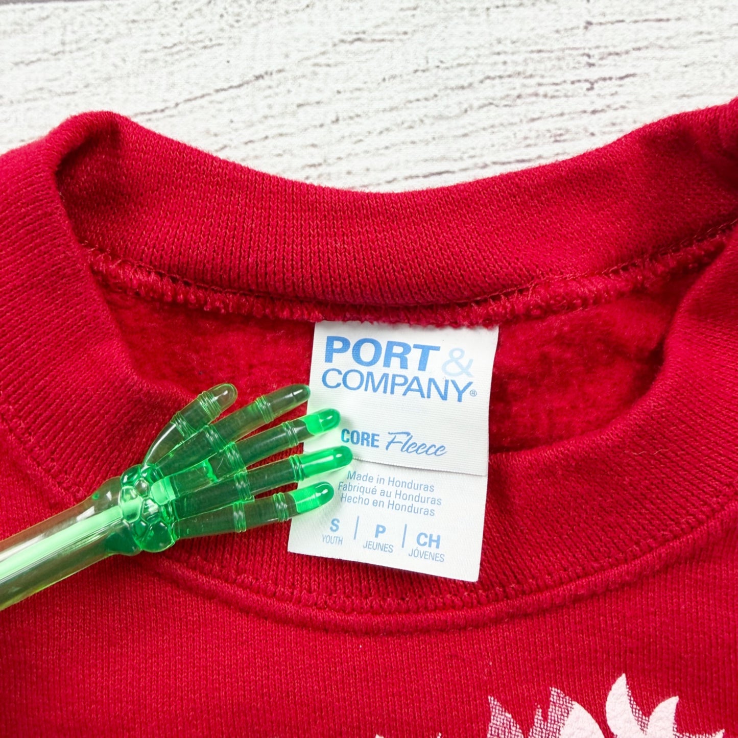 Port & Company Youth Crewneck Sweatshirt Santa Christmas Graphic Fleece S