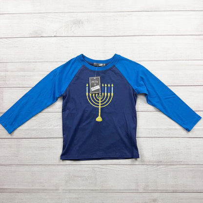 Millie & Maxx Boys Hanukkah Blue Raglan Long Sleeve T-Shirt NWT 4