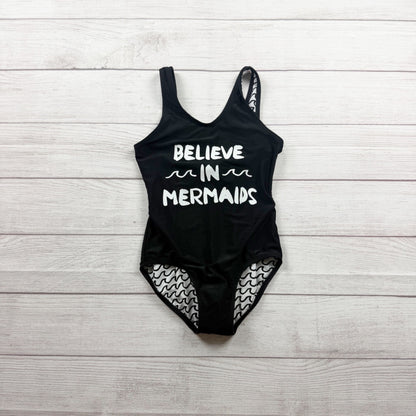 Art Class Believe In Mermaids Black One Piece Swimsuit Girls M 7-8