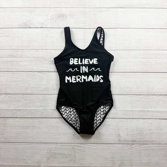 Art Class Believe In Mermaids Black One Piece Swimsuit Girls M 7-8
