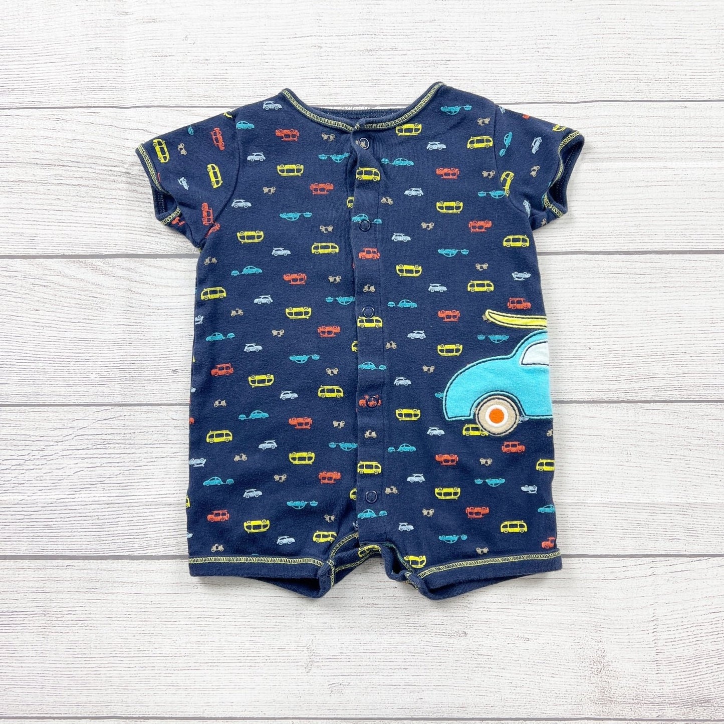 Carter’s Baby Boy Romper Car Print Short Sleeve One Piece Outfit 3-6 Months