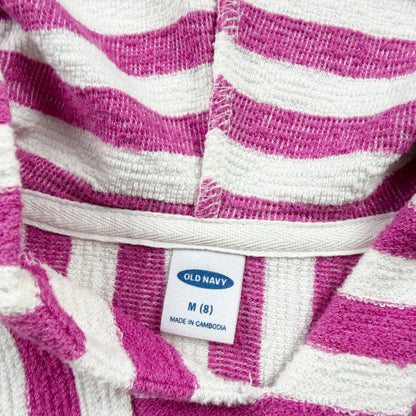 Old Navy Hooded Striped Knit Beach Swim Pullover Pink White M 8