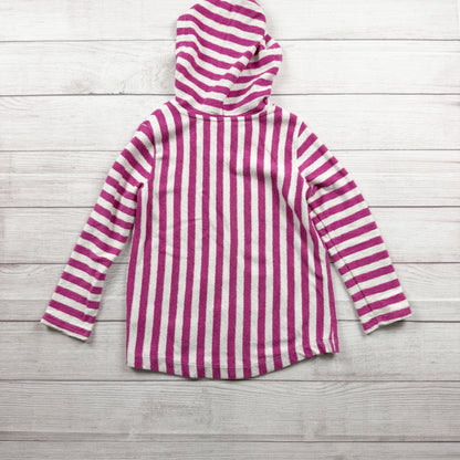 Old Navy Hooded Striped Knit Beach Swim Pullover Pink White M 8
