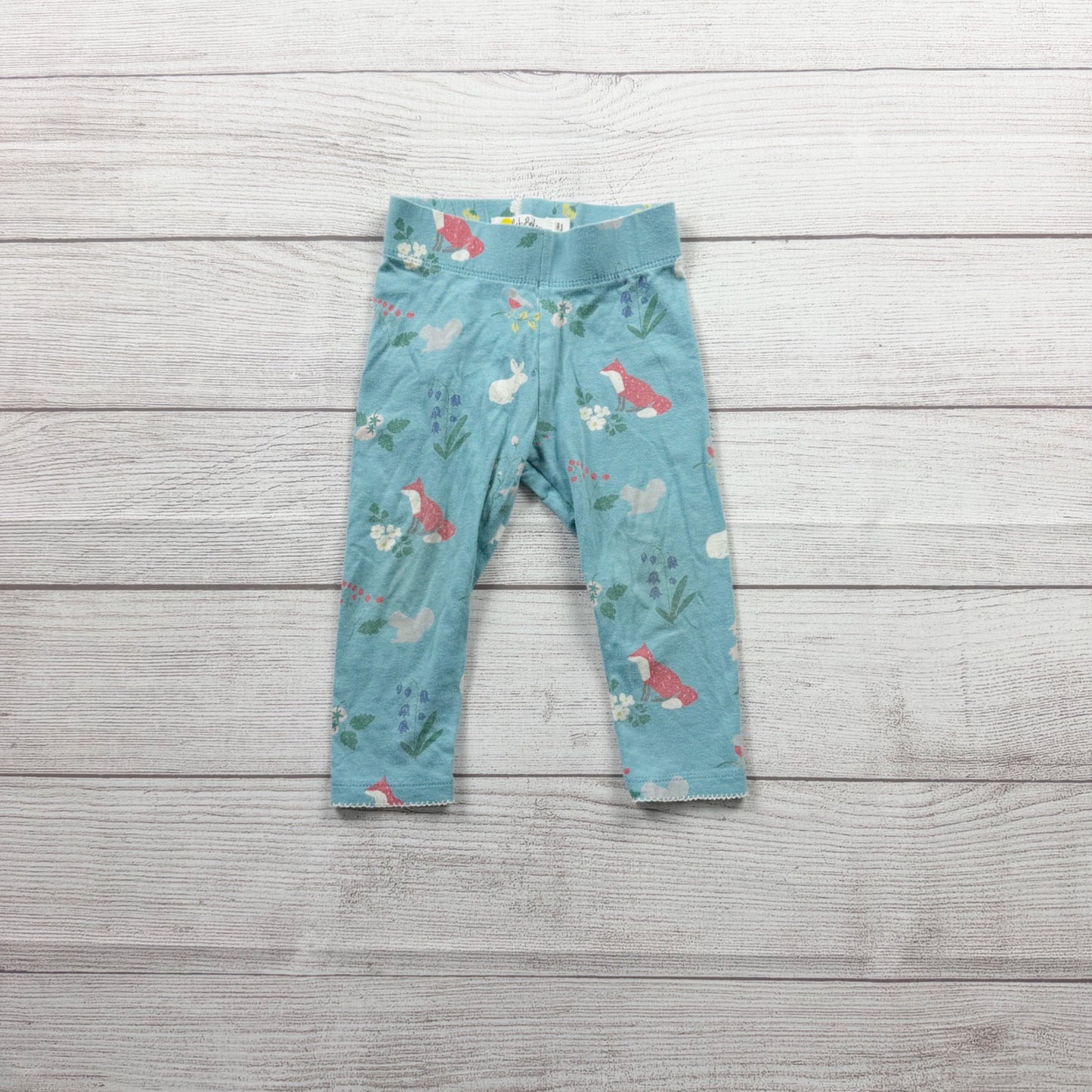 Baby Boden Girls Cotton Leggings Woodland Print Blue 12-18 Months