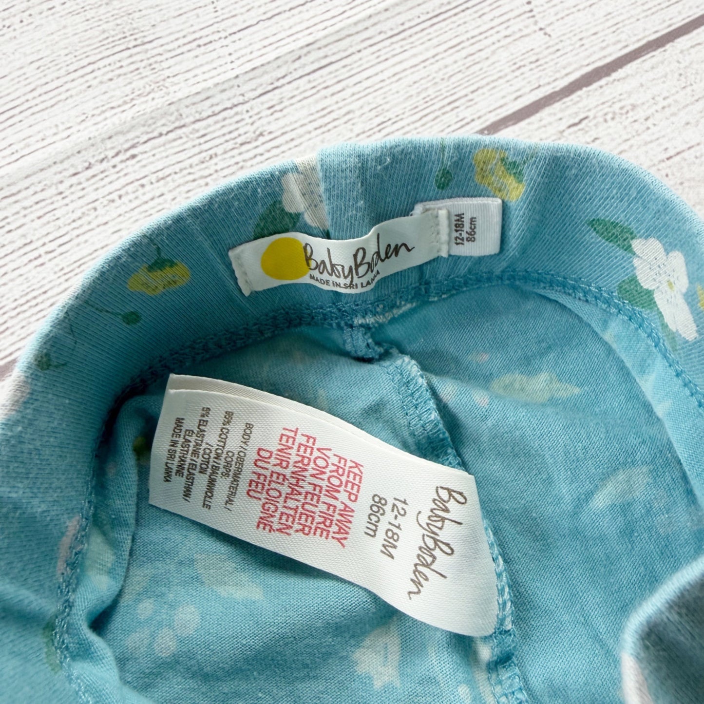 Baby Boden Girls Cotton Leggings Woodland Print Blue 12-18 Months