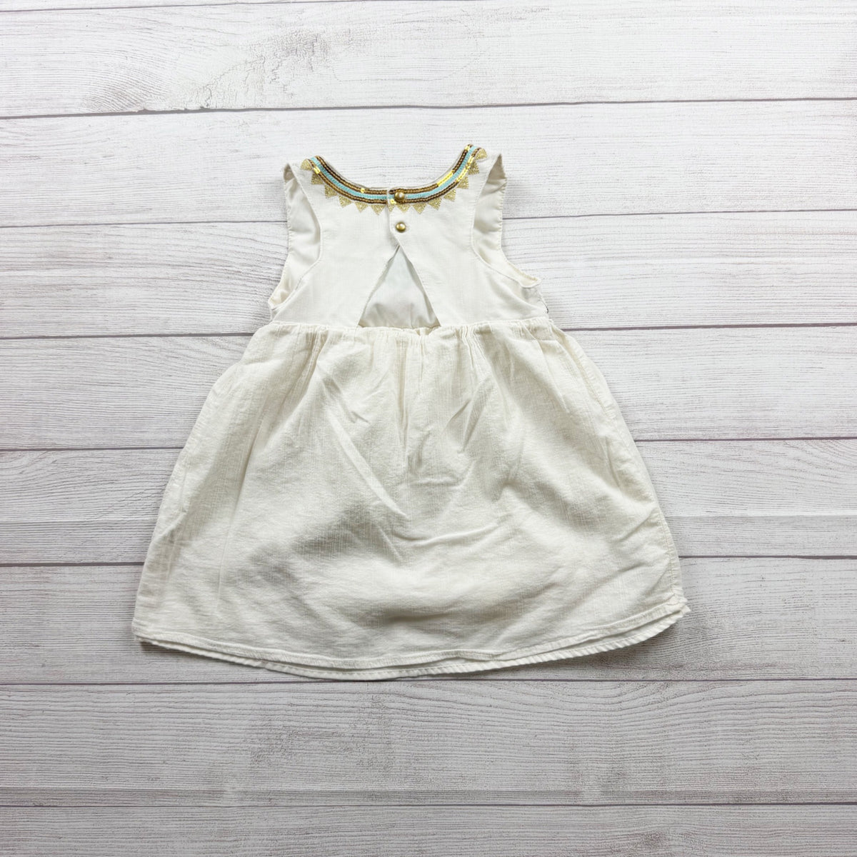 Aphorism Girls Embroidered Sleeveless Dress Gold Sequin Details Off White 6