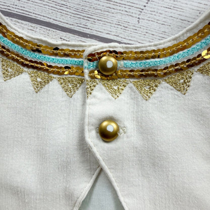 Aphorism Girls Embroidered Sleeveless Dress Gold Sequin Details Off White 6