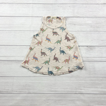 Ginger G Girls Tank Top Beige Dinosaur Print Sleeveless Swing Top 7