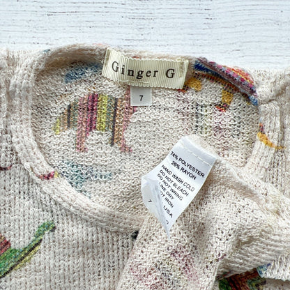 Ginger G Girls Tank Top Beige Dinosaur Print Sleeveless Swing Top 7