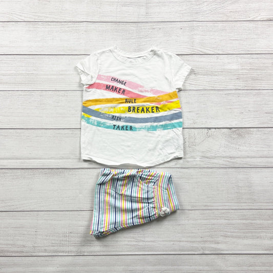 Old Navy Toddler Outfit Set “Change Maker Rule Breaker” Graphic Tee Shorts 3T