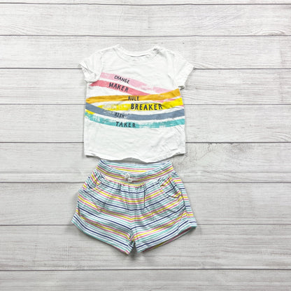 Old Navy Toddler Outfit Set “Change Maker Rule Breaker” Graphic Tee Shorts 3T