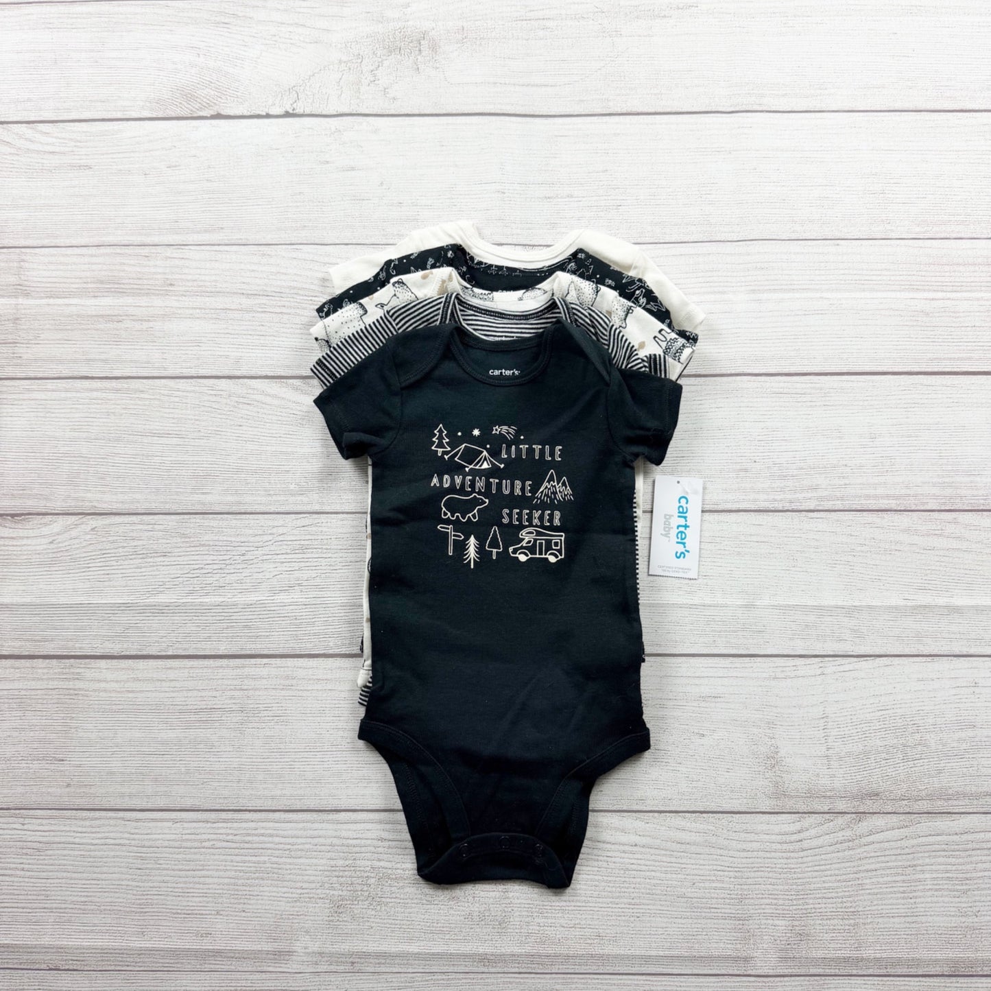 Carter’s Baby Boys 5 Pack Adventure Themed Short Sleeve Bodysuits NWT 6-9 Months