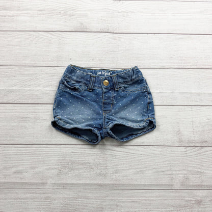 Cat & Jack Toddler Girls Denim Polka Dot Shorts Super Stretch Adjustable 2T