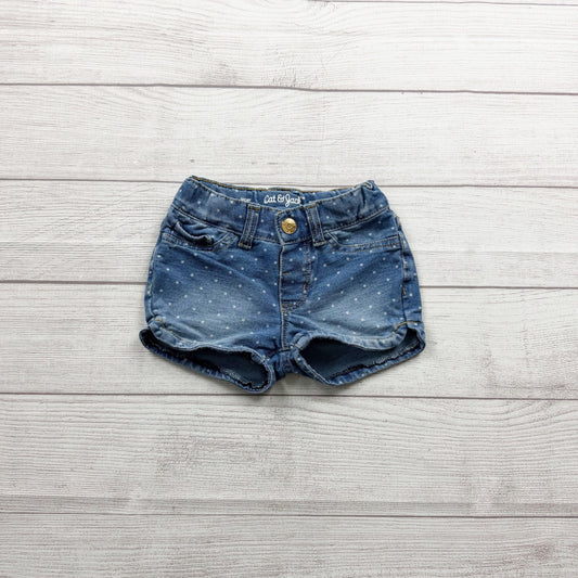 Cat & Jack Toddler Girls Denim Polka Dot Shorts Super Stretch Adjustable 2T