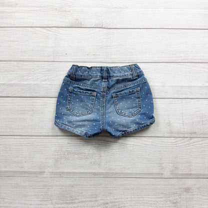 Cat & Jack Toddler Girls Denim Polka Dot Shorts Super Stretch Adjustable 2T