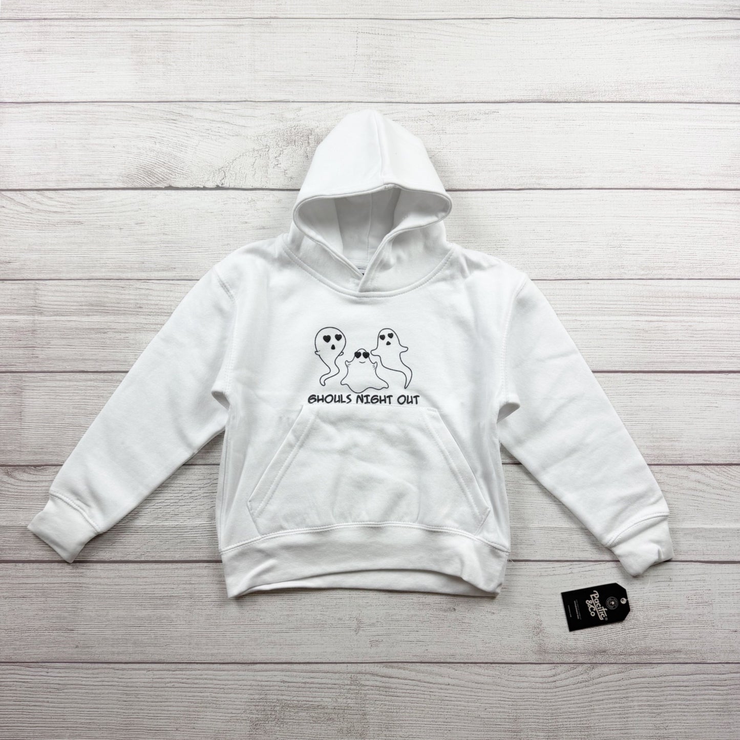 Pacific & Co "Ghouls Night Out" White Kids Hoodie Halloween NWT S