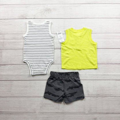 Carter's Baby Boys 3-Piece Outfit Bodysuit Tank Shorts Camouflage NWT 3-6 Months