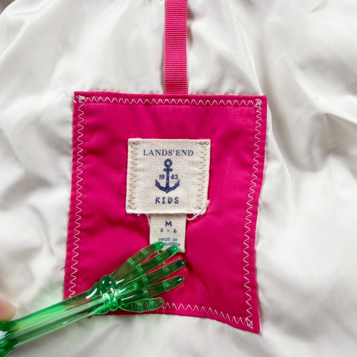 Lands' End Kids Puffer Vest Pink Quilted Zip Up Sleeveless Outerwear M 5-6