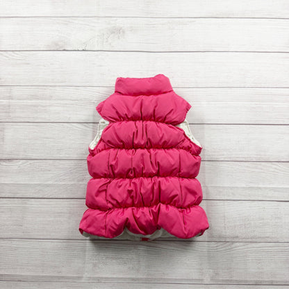 Lands' End Kids Puffer Vest Pink Quilted Zip Up Sleeveless Outerwear M 5-6