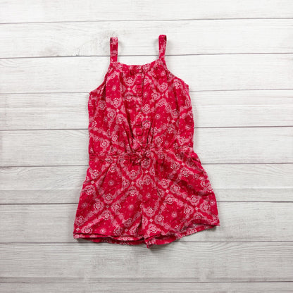 OshKosh Bgosh Red Floral Print Girls Sleeveless Romper 10