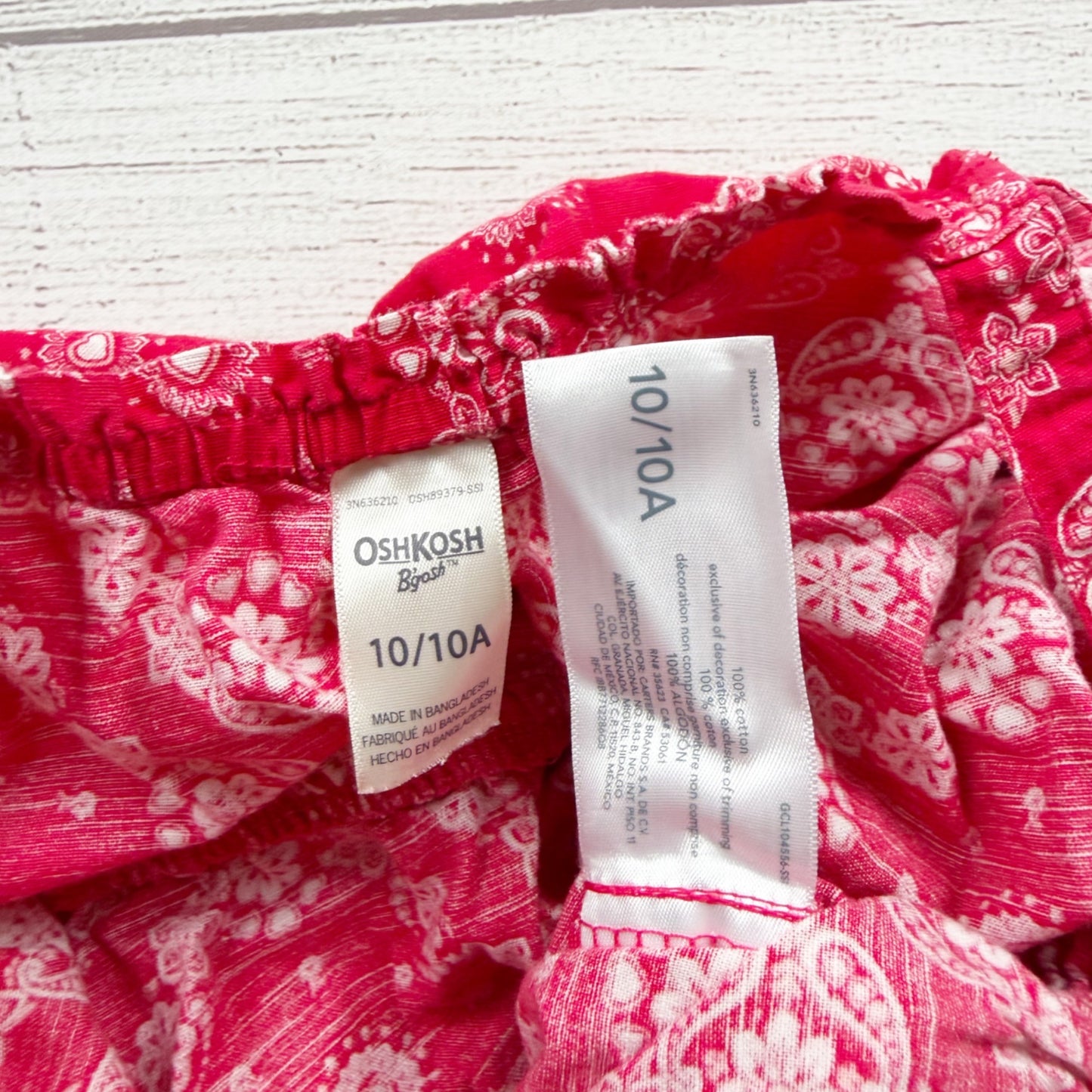 OshKosh Bgosh Red Floral Print Girls Sleeveless Romper 10