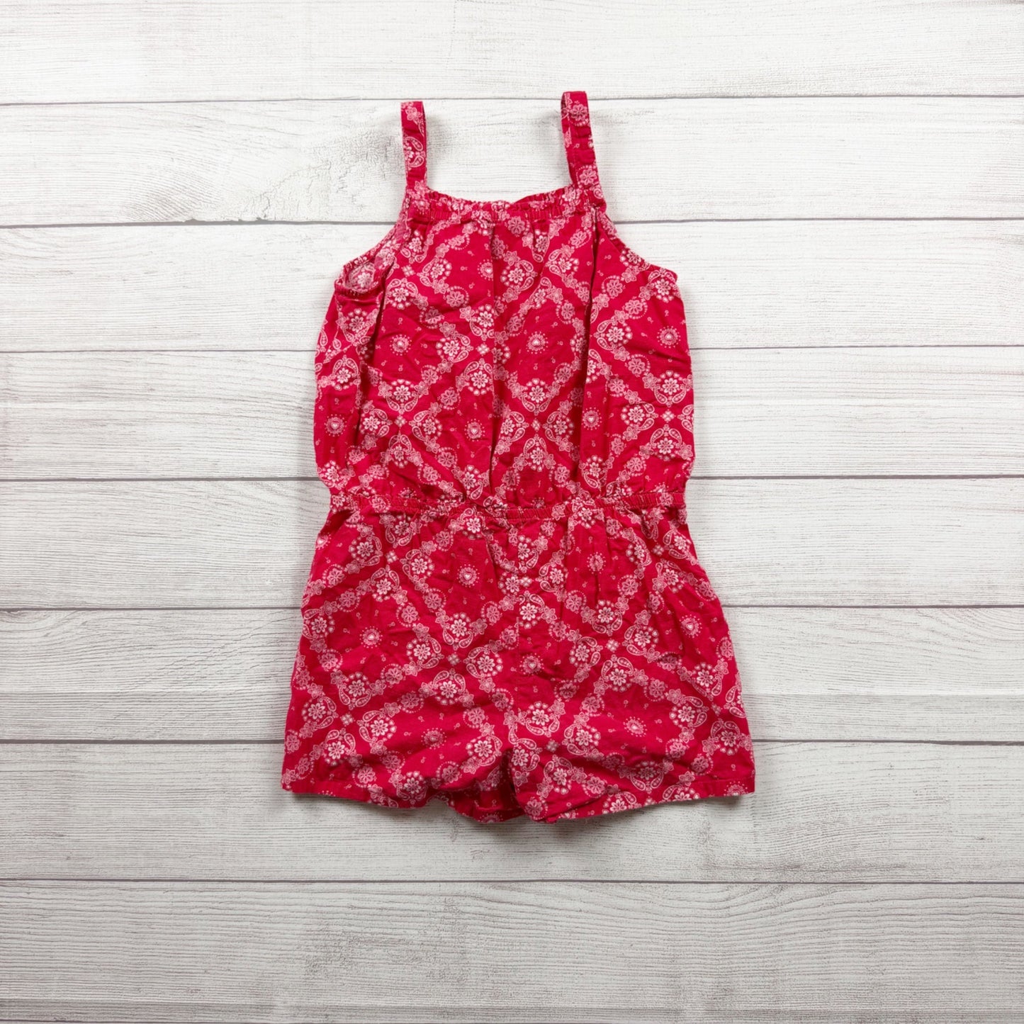 OshKosh Bgosh Red Floral Print Girls Sleeveless Romper 10