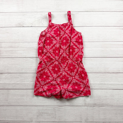 OshKosh Bgosh Red Floral Print Girls Sleeveless Romper 10